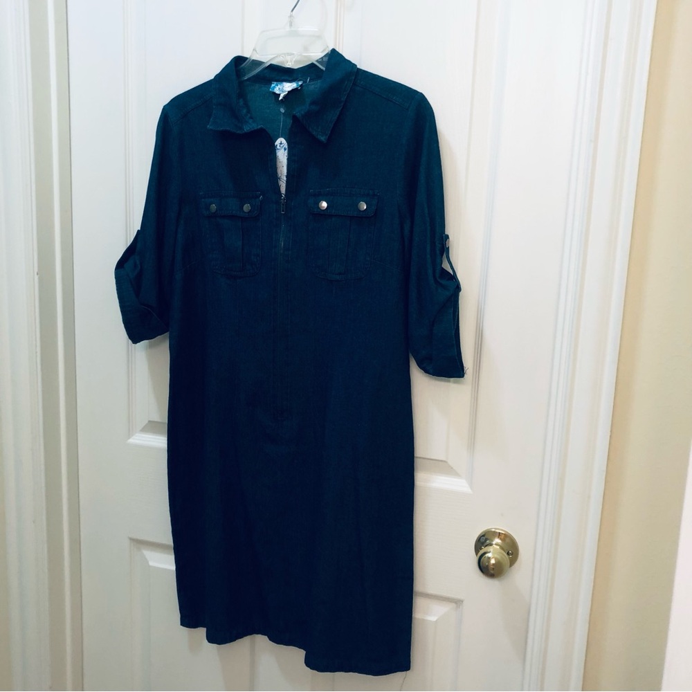 Stylish Blue Denim Shirt Dress